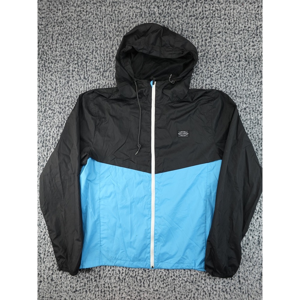 Billabong Windbreaker Jacket Mens XL Black Blue Good Colorblock Hooded M7015NEW
